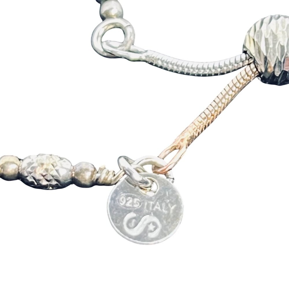 Franco Stellari Two Tone Adjustable Bolo Bracelet Signed 925 Italy (6135) - Picture 4 of 4